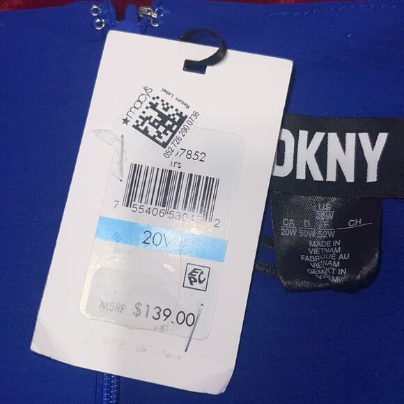 NWT $139 DKNY Soft V Neck Tiered Midi Dress Blue Plus Size 20W - Picture 8 of 9